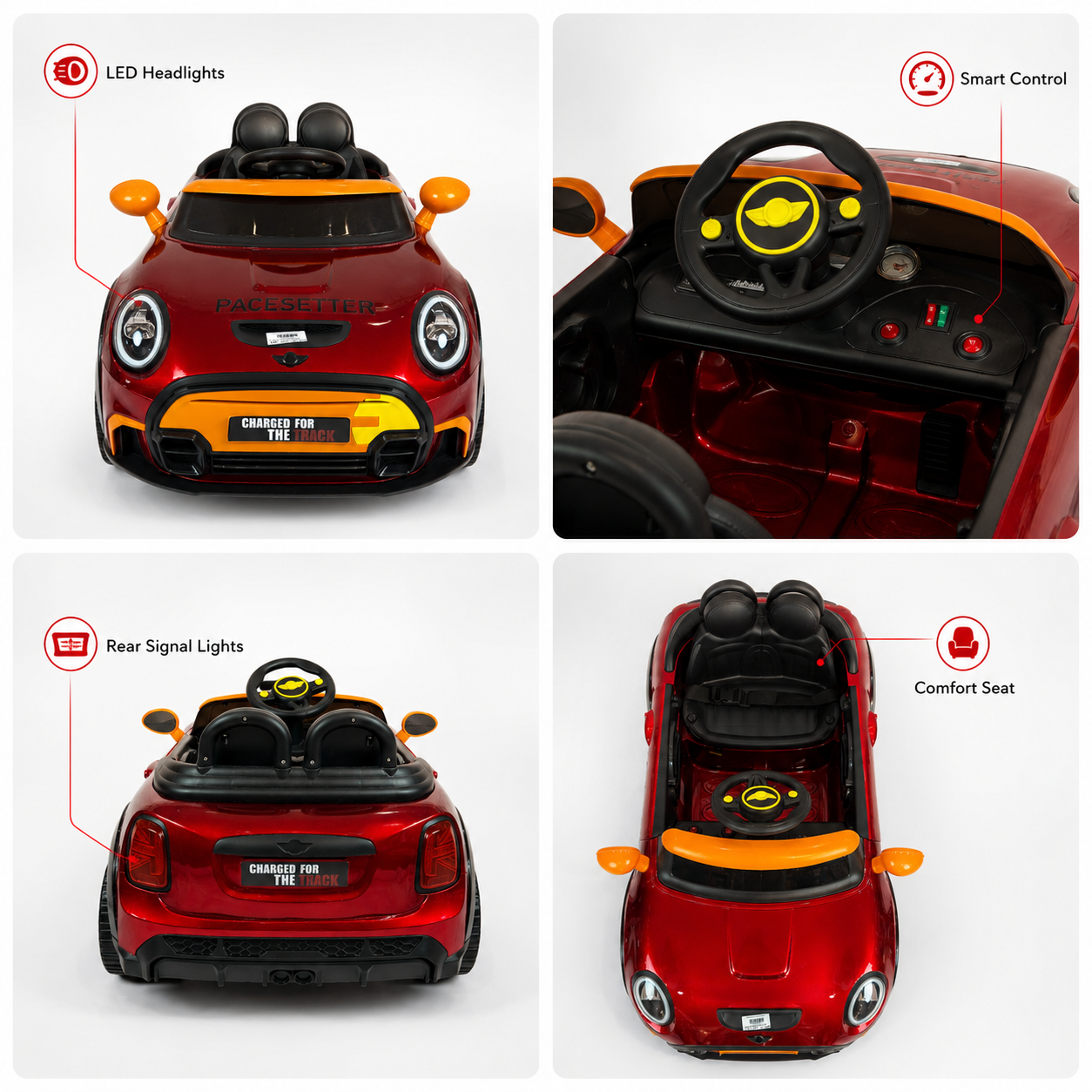 Red Mini Cooper Style Kids Electric Ride-On Car with Remote Control