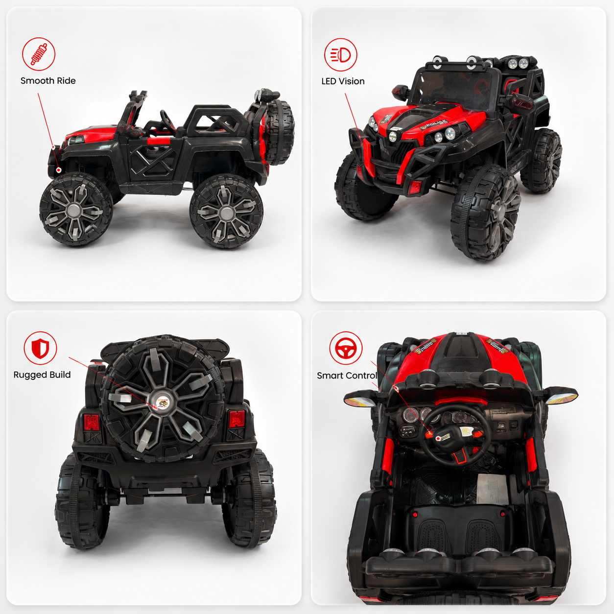Kids Ride-On Electric Red Jeep 4x4