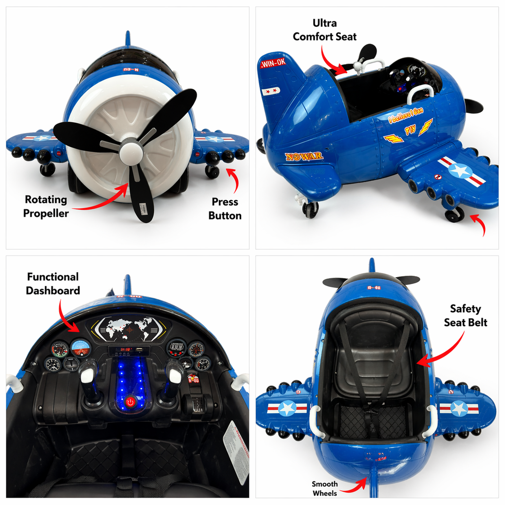 Kids Airplane Ride-On Toy with Rotating Propeller