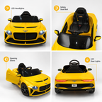 Yellow Kids Ride-On Bentley Sports Car