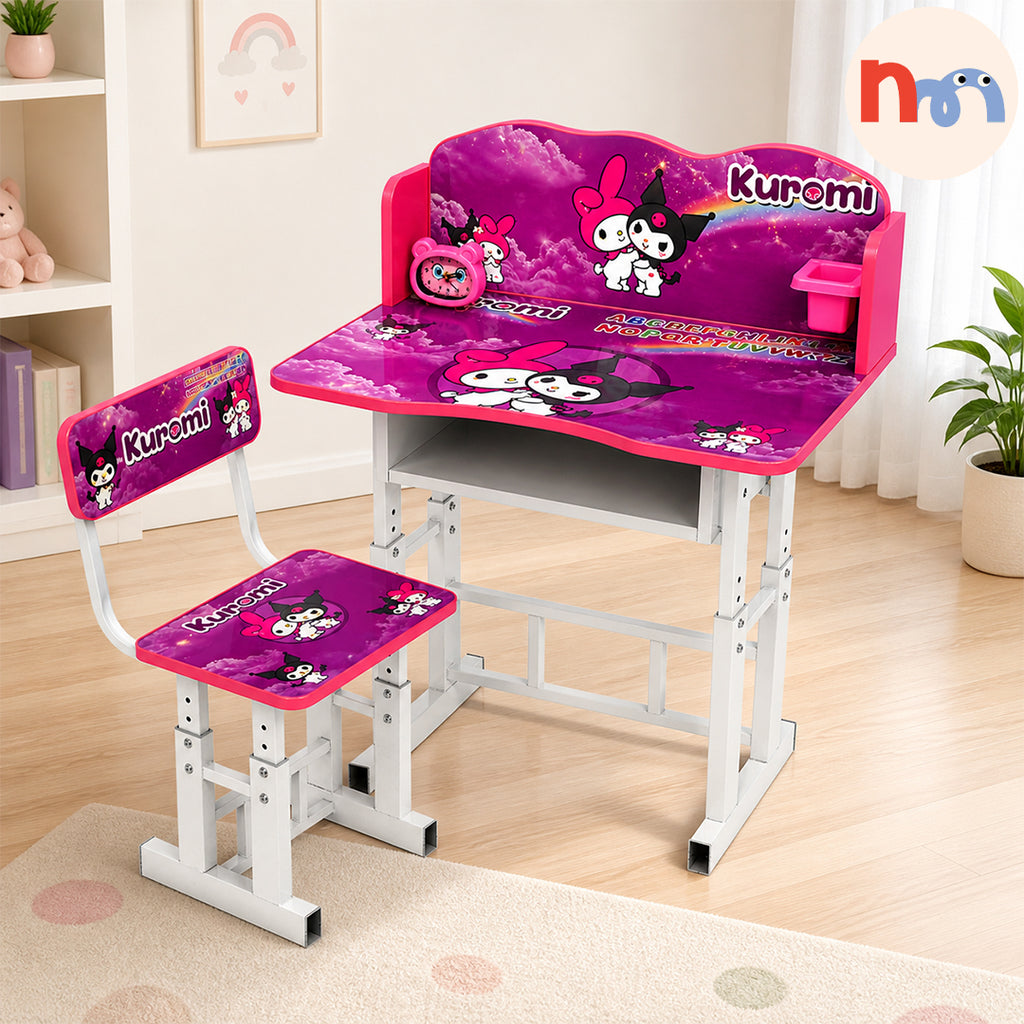 Kuromi Kids Study Table & Chair Set with Adjustable Height