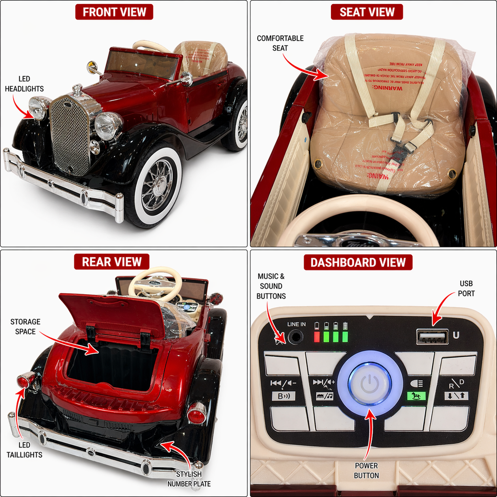 Luxury Kids Ride-On Vintage Car