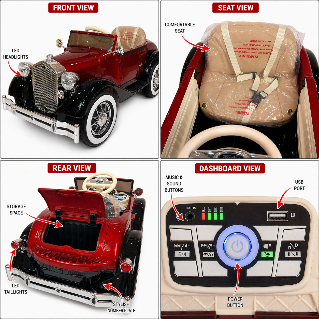 Luxury Kids Ride-On Vintage Car