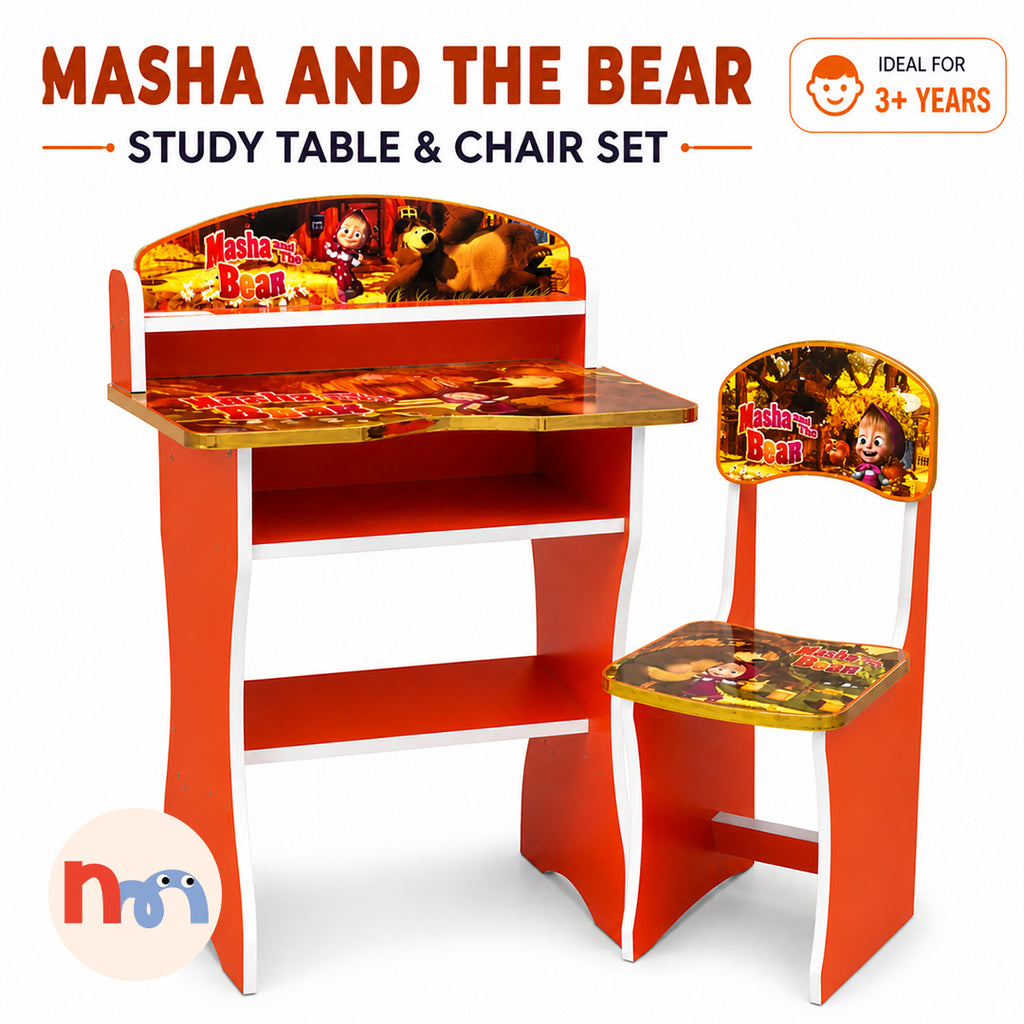 Masha & The Bear Kids Study Table & Chair Set
