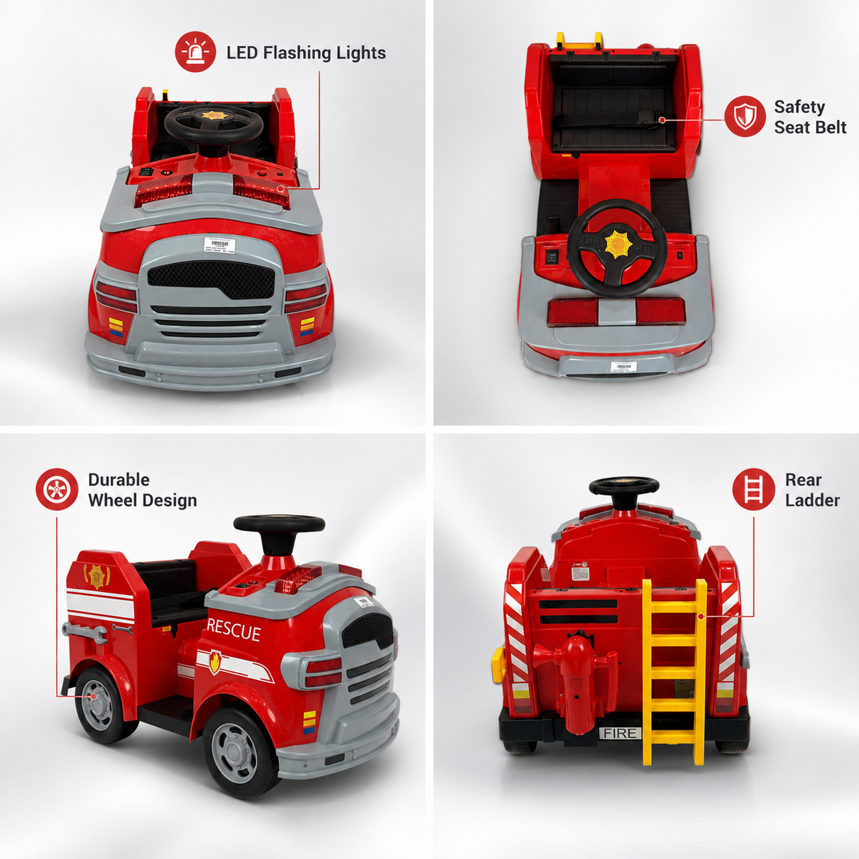 Ride-On Rescue Fire Truck with Parental Remote Control