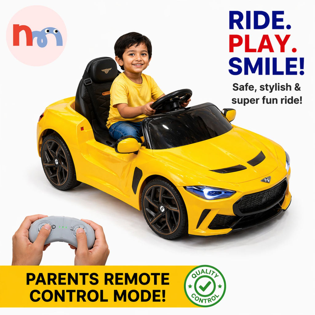 Yellow Kids Ride-On Bentley Sports Car