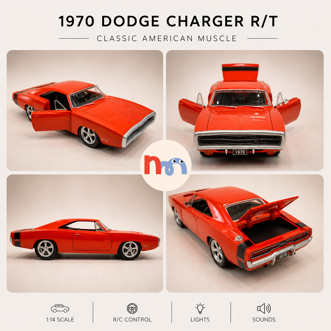 Red 1970 Dodge Charger R/T RC Remote Control Car