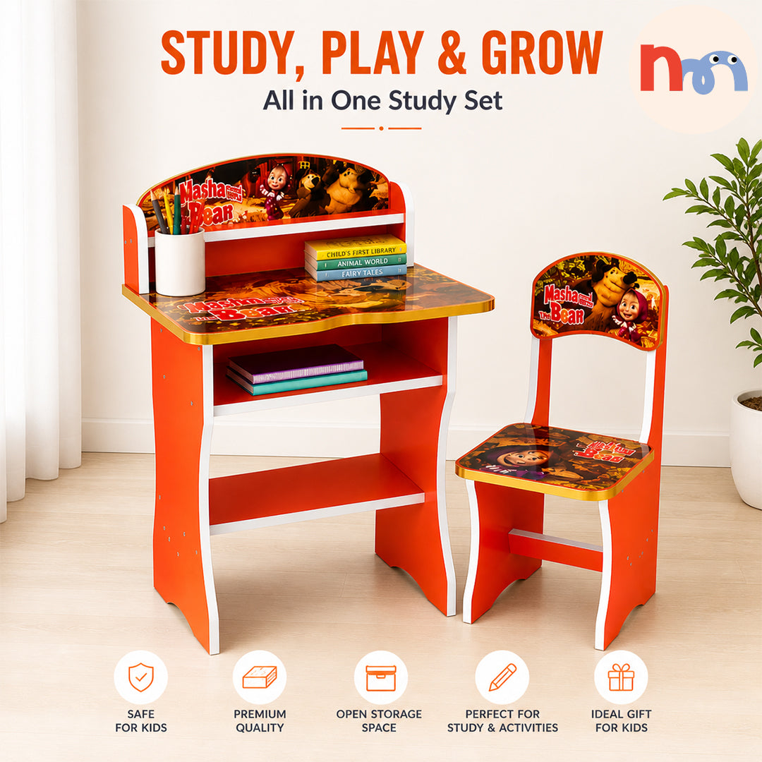 Masha & The Bear Kids Study Table & Chair Set
