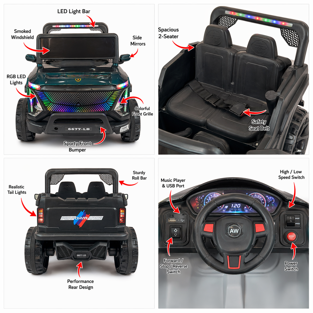 4x4 Super Car Double Seat Ride-On with RGB Lights